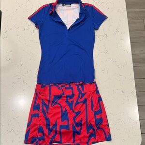 J. Lindeberg Blue and Red Mini Skirt